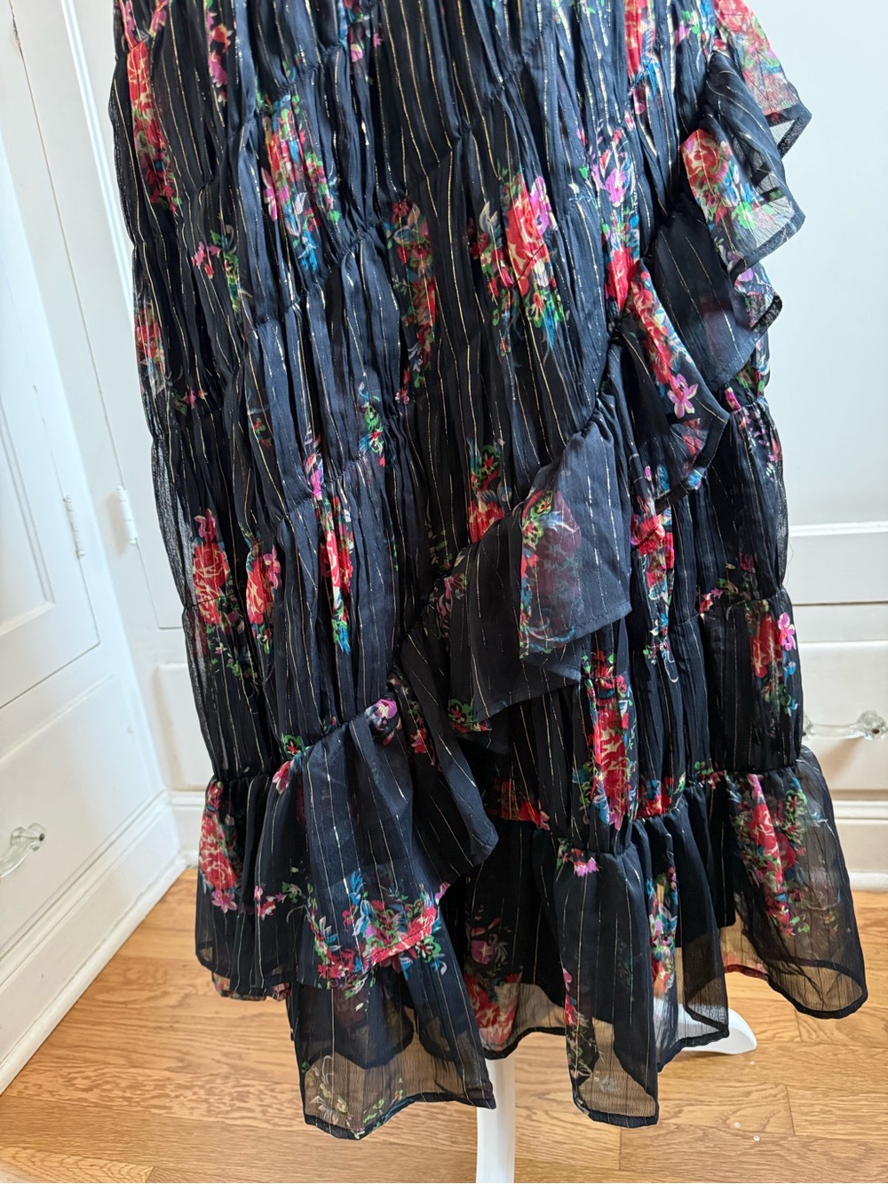 TOPSHOP Black Floral Ruffle Maxi Skirt - Picture 5 of 11